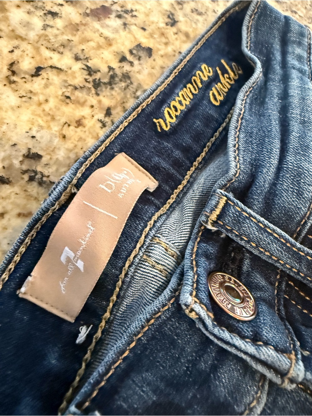 7 For All Mankind Dark Blue Straight Leg Jeans - Picture 2 of 4